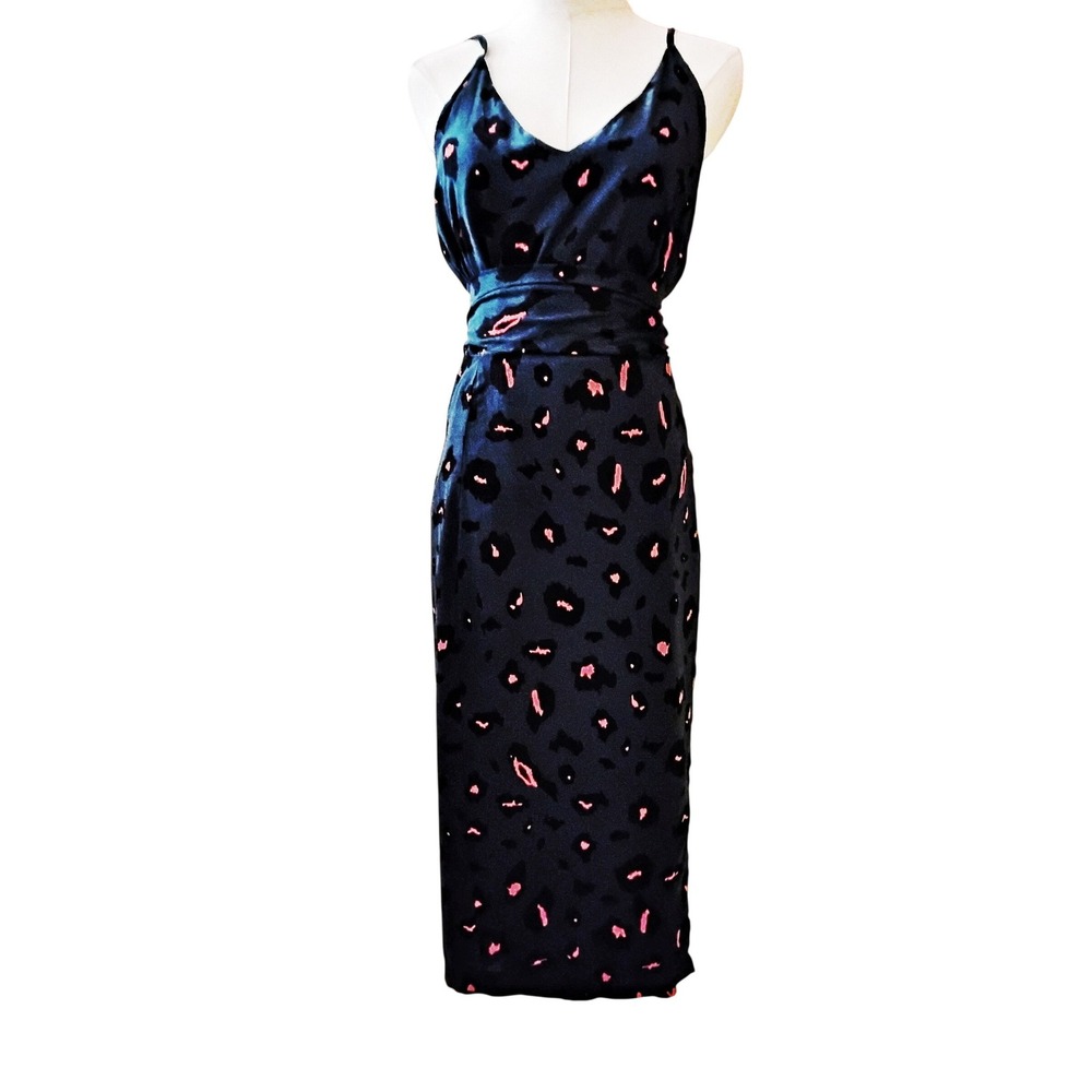 Elings Teal Floral Wrap‎ Midi Dress Size Medium NWT